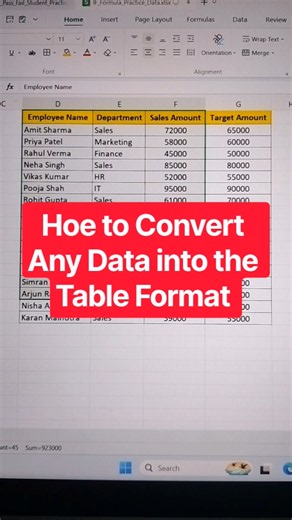 Convert Any Data into a Table in Excel in 1 Second! 😱