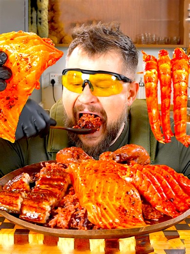 Ultimate Seafood & BBQ Rice Mukbang 🔥 Giant Salmon, Eel & Shrimp Feast Giant salmon, eel, shrimp and crispy pork rice bowl 🔥 Big bites & satisfying ASMR eating sounds 😈 Which one would you try first? #mukbang #asmr #eatingshow #bigbites #seafood #ricebowl #salmon #shrimp #spicyfood #foodlover #streetfood #indonesia #philippines #malaysia #fyp #viralfood #asmreating
