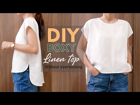 DIY Boxy Linen Top Without Overlocking | How To Make A High Low Top