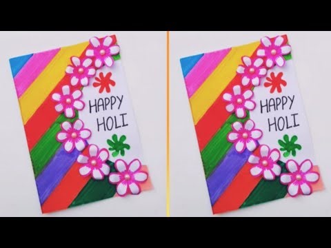 Easy & Beautiful white paper Holi Card making idea |DIY Happy Holi greeting Card |Handmade holi card