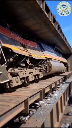 locomotive Destroyed by industrial crushing macine