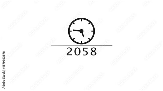 Counting clock animation. Counting new year's clock number. Counting years from 2026 to 2089 animation.