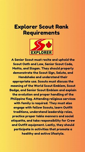 Explorer Scout Rank Requirements for Senior Scouts