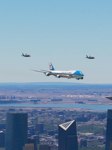 F-35 US Marines Jet Fighter Escorting Air Force One and Landing