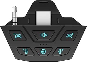 Stereo Headset Adapter for Xbox, Audio Mic Headphone Converter Support Game Sound & Voice Chat, X-Box Controller Headset Adapter for X-Box One/X-Box Series X, black, CF-XB002