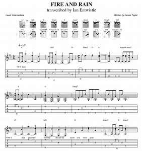 Fire And Rain guitar tab - The Songs Of James Taylor