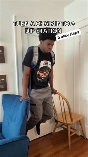 rayfitnessguy on Instagram: "build this dip station with chairs you already have #diyworkout #Homegym #nogymneeded #fitnesshacks"