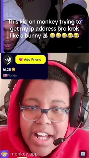 This kid on monkey trying to get my ip address bro look like a bunny 🐰 😭😭😭😂😂 #funny #fyp
