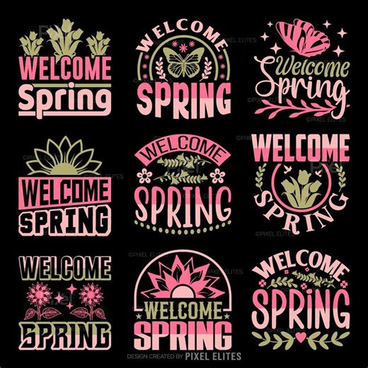 Welcome Spring SVG Cut File Bundle | Spring Quote T-shirt Design | Cricut Spring Gift | Floral Season Svg | Eps Dxf Png - Etsy