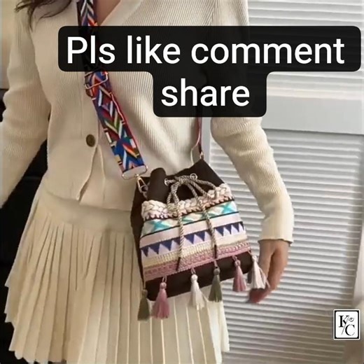 Tassel Ethnic Style Shoulder Bag Knitting String Drawstring Bucket #fashion#highlight #youtubeshorts