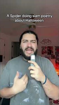 A spider doing slam poetry about Halloween