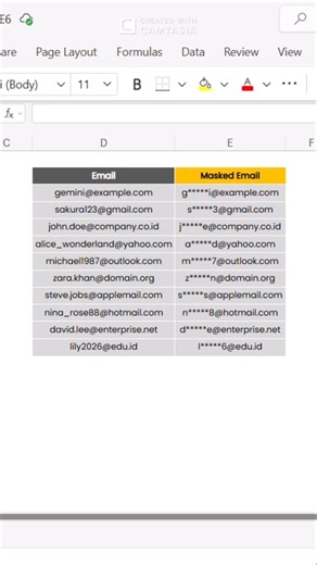 Mask Emails in Excel with REGEXREPLACE