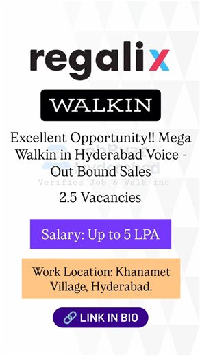 Regalix Is Hirmf For Sales Voice Process, Walkin On 30th Jan #jobs #hiring #job #jobsearch #walkin
