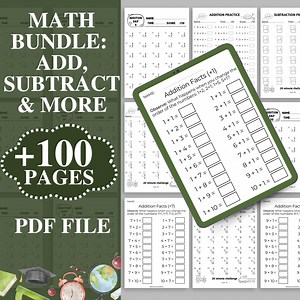 Addition and Subtraction Worksheet, 1st Grade Math Bundle, Busy Book Printable, Math Sheets, Homeschool Activity Pages, Instant Download PDF - Etsy