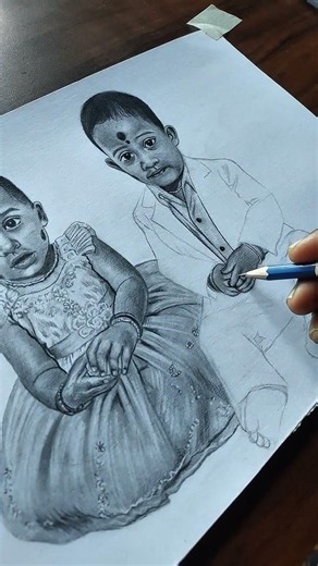 Two Babies Combined into One Realistic Pencil Drawing ❤️ Final Reveal ✨️ #maniarts #youtubeshorts