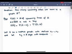 Graph Theory; Lecture 8: the Matrix Tree Theorem