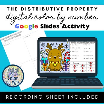 Digital Color by Number: The Distributive Property - Holiday Christmas