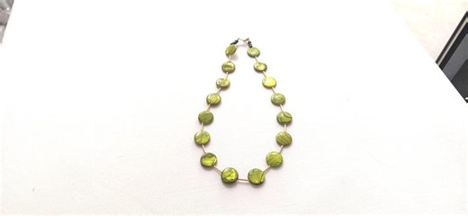 Green Shell Beaded Necklace, Gold Plated Accents - Etsy