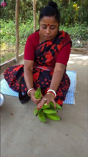 Raw banana fingers recipe #bananarecipe #shorts #food #villagefood