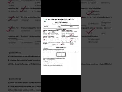 8th Class Computer science School Based Assessment Mid Term Paper 2025| Grade 8 PECTAA Punjab SBA