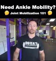 A restriction in joint mobility should be the first area to address when trying to improve ankle mobility. During the 5" ankle mobility screen, a “pinching” sensation felt in the front of the ankle indicates this restriction (this will not resolve with conventional stretching and foam rolling). Therefore, any pinching sensation or bony bock must be addressed first before moving onto possible soft tissue stiffness . One of the easiest ways to improve joint restrictions on your own is to use a ban