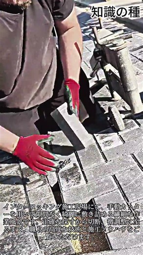 インターロッキングブロックの切断および精密施工の様子 #Paving #Construction #BlockCutting #DIY #Landscaping