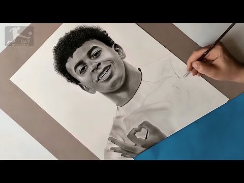 Lamine Yamal Barcelona _ day drawing || Drawing Lamine Yamal face easy