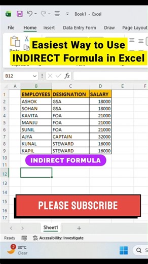 How to Use INDIRECT Formula in Excel | Excel Tips & Tricks That Save Time #short #excel