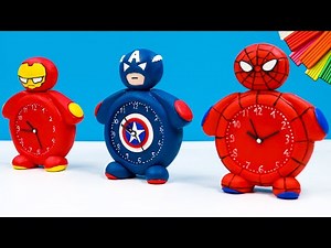 DIY clock mod Superheroes Spider man, Captain America, Ironman with clay 🧟 Polymer Clay Tutorial