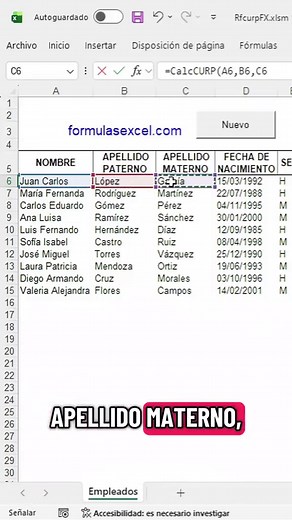 Calcular CURP con Fórmulas Excel