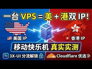 一台 VPS = 美 + 港双IP：移动快乐机实测｜3X-UI 双出口 IP 分流 +拯救垃圾线路：Cloudflare CDN + Origin Rules 提速实战