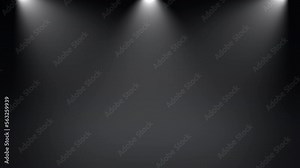 Stage lights shine in the studio. Black stage 3D rendered empty room space with spot light. New elegant empty room with white spot light on floor - 4K Resolution Video Background Seamless loop