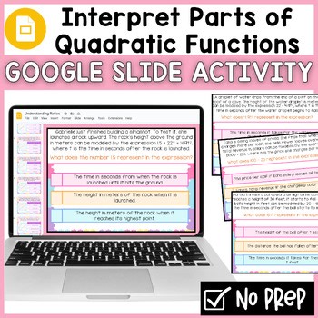 Interpreting Quadratic Functions from Word Problems | Google Slides