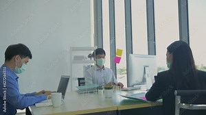 Business concept of 4k Resolution. A team of business people working together in the office.