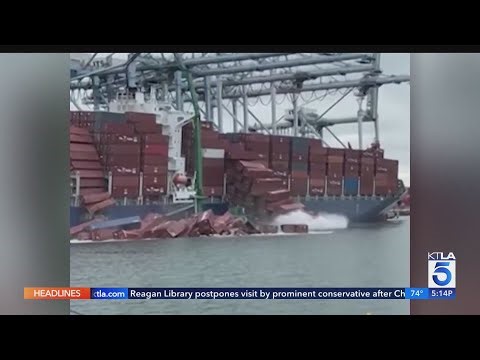 Cleanup continues after dozens of cargo containers spill into Port of Long Beach