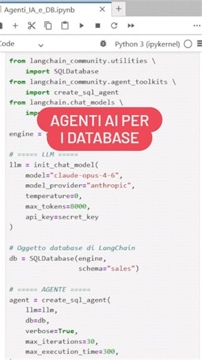 La Scuola dei Dati | Nicola Iantomasi on Instagram: "In questo video uniamo Python, Langchain e Claude Opus 4.6 per interrogare un Database in linguaggio naturale. Ma quando l'analisi da fare è più complessa, è sempre tutto così semplice? In che modo dobbiamo guidare l'AI per arrivare al risultato corretto? Come cambia il risultato in base al prompt e al contesto? E se usassi un altro modello? Quanto costa fare questi esperimenti con Claude? Serve comunque conoscere ancora il linguaggio SQL? Par