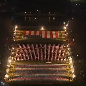 A huge display of nearly 200,000 US flags now covers the National Mall ahead of Joe Biden's inauguration. The flags are said to represent the Americans unable to travel to D.C. due to the COVID-19 pandemic. abc11.tv/39Kfr9l | ABC11 WTVD