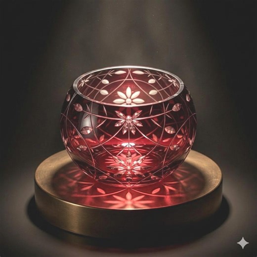 Vintage Bohemian Ruby Red Cut to Clear Glass Rose Bowl - Moody Victorian Decor - Etsy