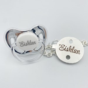 Personalized Baby Pacifier & Silver Clip – Custom Name Newborn Gift - Etsy