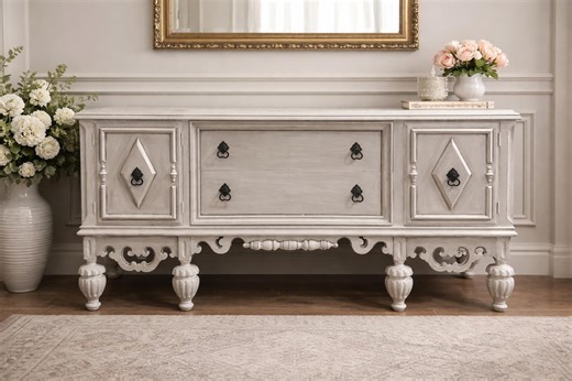 One of a Kind Vintage Solid Wood Buffet Sideboard | Hand-finished European Provincial Credenza | Dovetail Drawers | Vintage French Inspired - Etsy