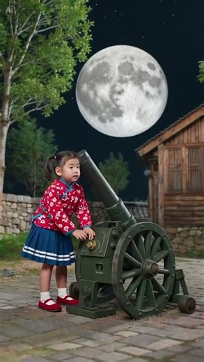 A girl playing with a cannon / 大砲で遊ぶ少女