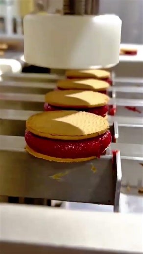 high efficiency automated production of filled sandwich biscuits