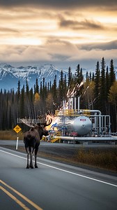 Massive Moose Protects Truck Driver From Fatal Accident! #animals #rescue #wildlife | Even More Vu