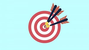 Animated arrow hitting the center of a target, symbolizing business success, goal achievement. Ideal for presentations, marketing visuals, strategic planning concepts. Clean and dynamic motion design