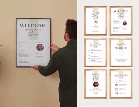 Editable Airbnb Welcome Sign Bundle, Rental House Wall Signs - Canva - Etsy