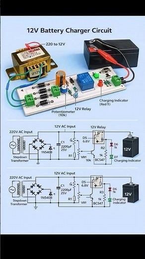 12v battery charger circuit diagram explained. #automobile