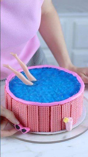 Making A Barbie Pool out of a Grocery Store Cake 💖🌴 #cakedecorating