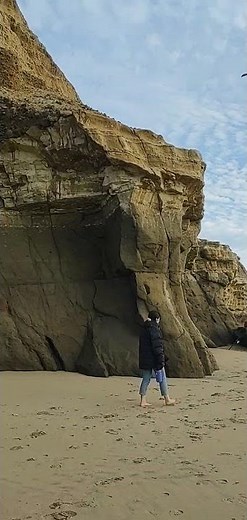 San Gregorio State beach cave, California. Amazing view, sandstone cliffs!