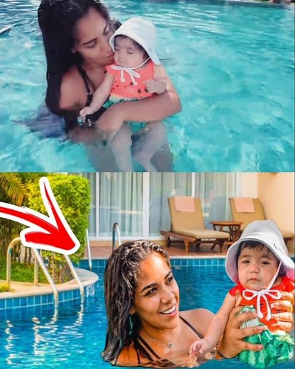 Baby Zhalani First Time Swimming 😍 | Cute Baby Pool Moment #Shorts