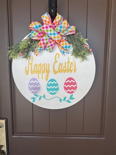 Handmade Happy Easter Sign • Round Farmhouse Door Hanger - Etsy